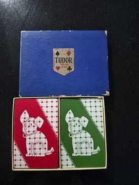 Tudor Dog Playing Cards - Red & Green Decks